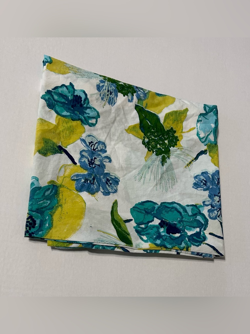 Rare Opal House Floral One  King Pillowcase Colors Green, Blue , Yellow.